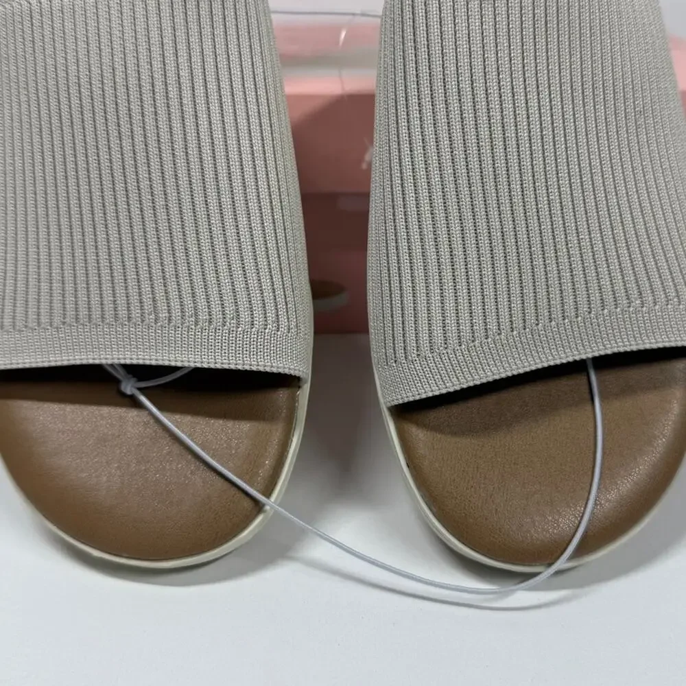 NIB • Kensie Women's Ellie Beige Knit Wedge Sandals Size: 8